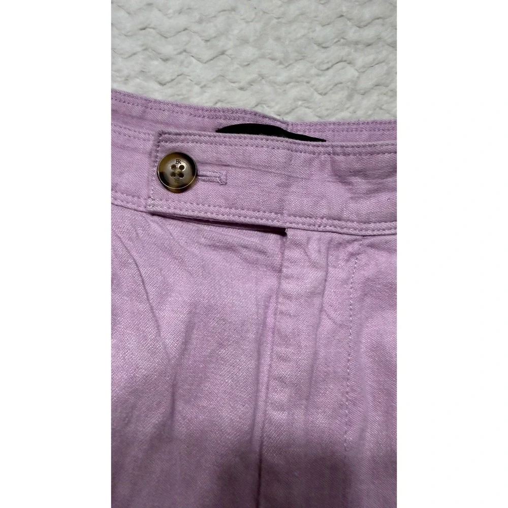 Banana Republic Pink Lavender Linen Wide Leg Pleated Pants Size 8 High Rise